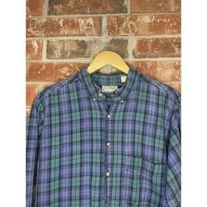VTG LL Bean Plaid Long Sleeve Button Down Shirt L Cotton Outdoors Gorpcore USA